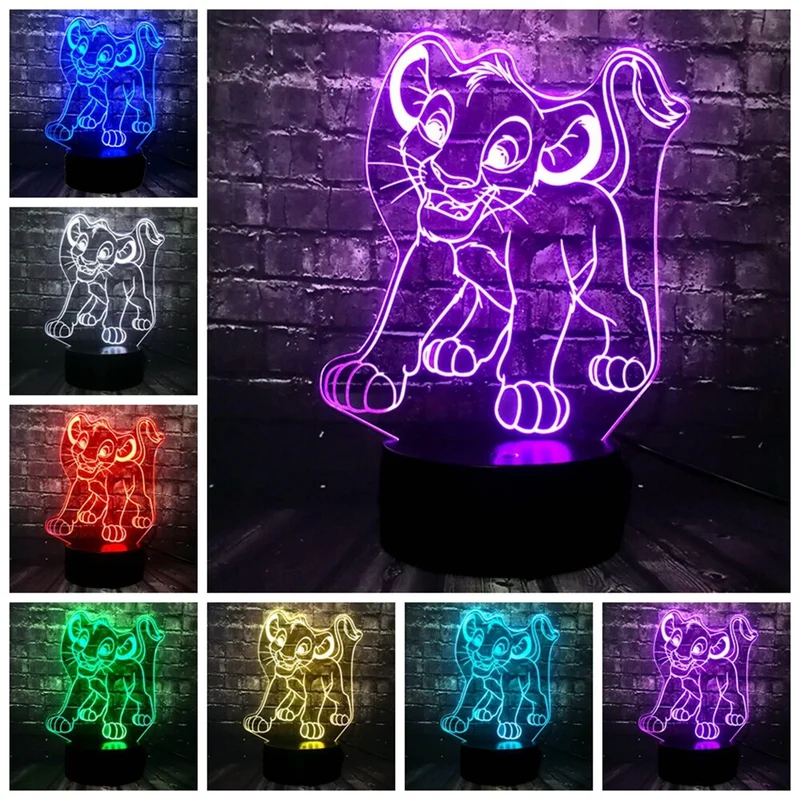 Simba König der Löwen Lampe, Nachtlicht, Tischlampe mit magischen Farbwechsel