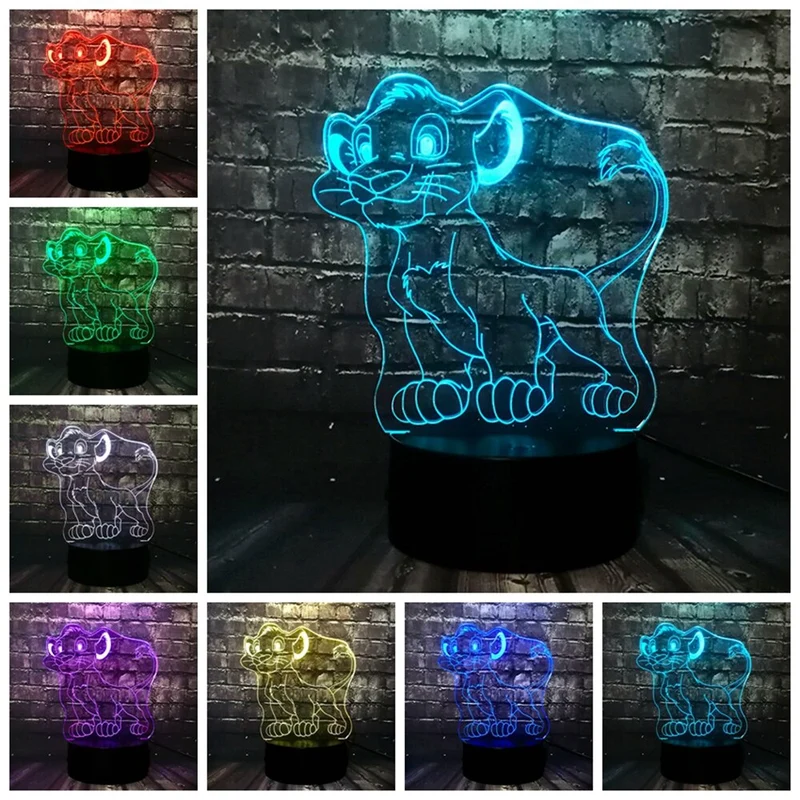 Simba König der Löwen Lampe, Nachtlicht, Tischlampe mit magischen Farbwechsel