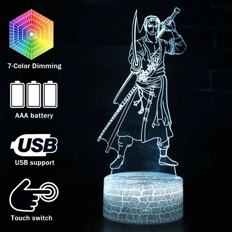 One Piece Anime 3D Lampe mit Farbwechsel - verschiedene Motive