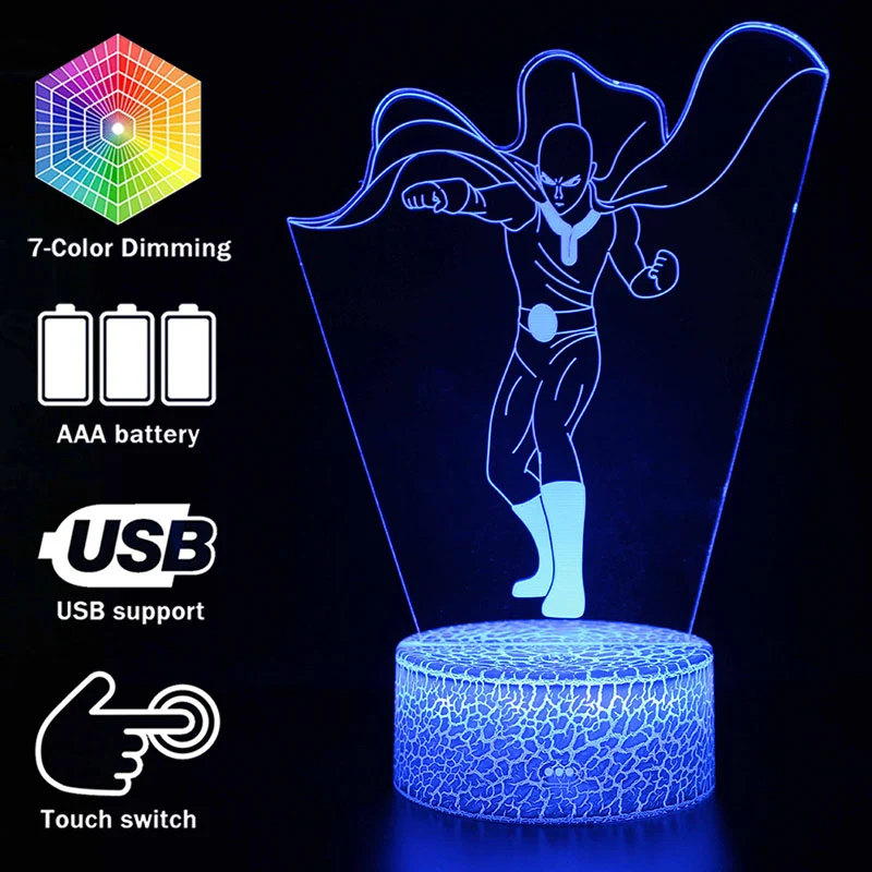One Punch Man 3D LED Lampe, Farbwechsel Effekt