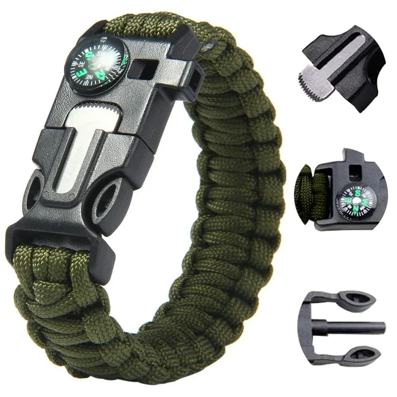 Survival Armband 5in1 mit Paracord, Kompass, Feuerstarter & Pfeife – Outdoor Notfallarmband für Camping, Wandern und Trekking