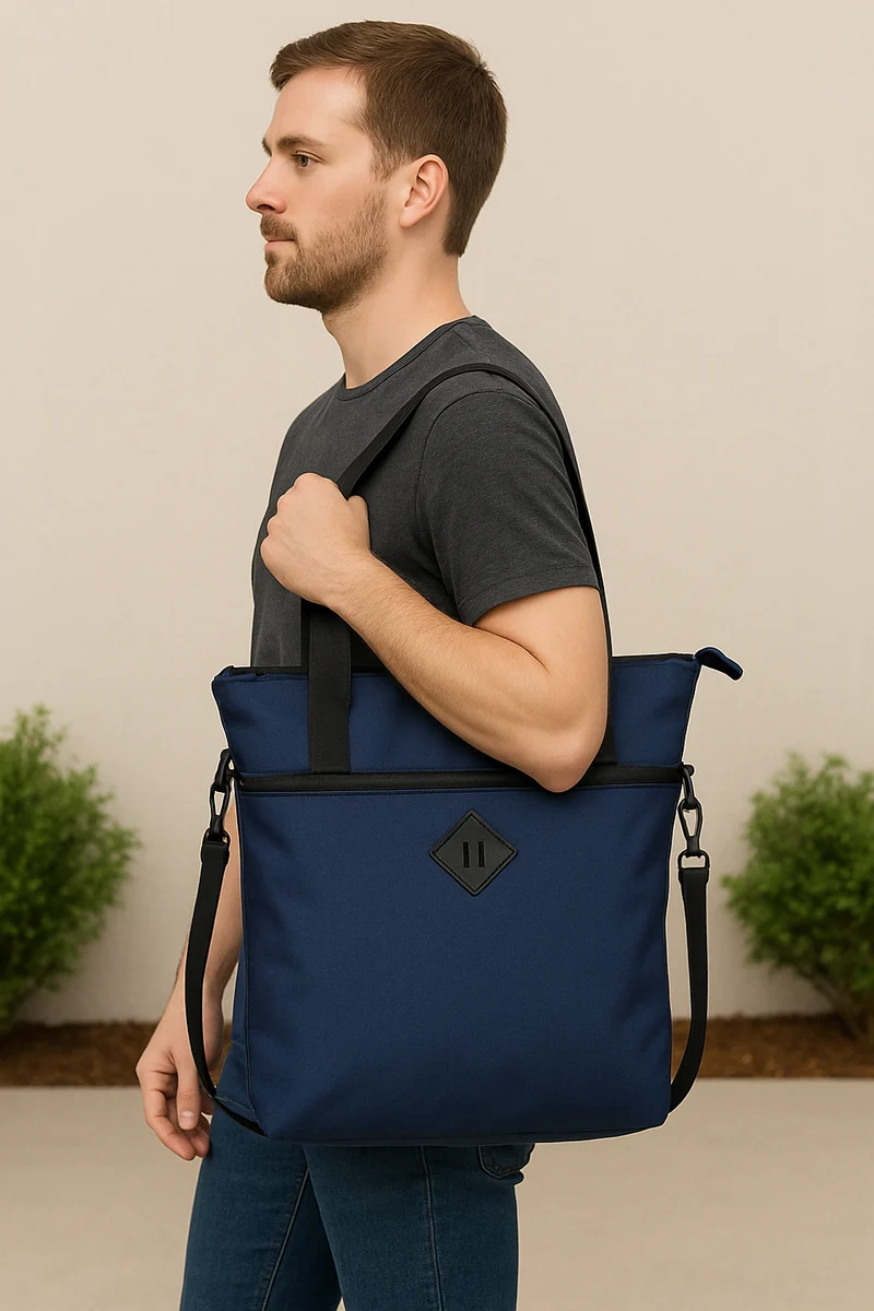 Laptoptasche 12L Blau – Recycelt, Gepolstert, Tragbar mit Schultergurt