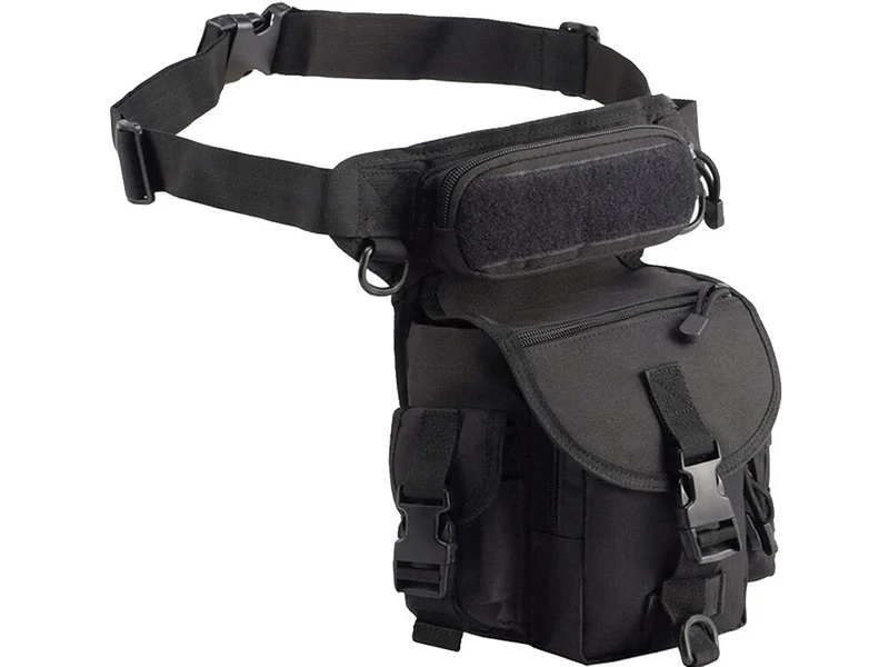 Herren Beintasche Outdoor Motorrad Hüfttasche Tactical Schwarz mit vielen Fächern