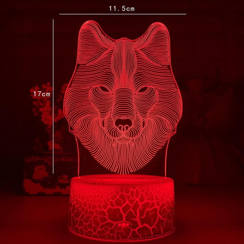 Deko Lampe Nachtlicht mit Wolf Motiv - Leuchtet in verschiedenen Farben