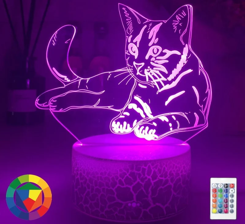 Nacht Licht / Deko Lampe mit Katzen Motiv