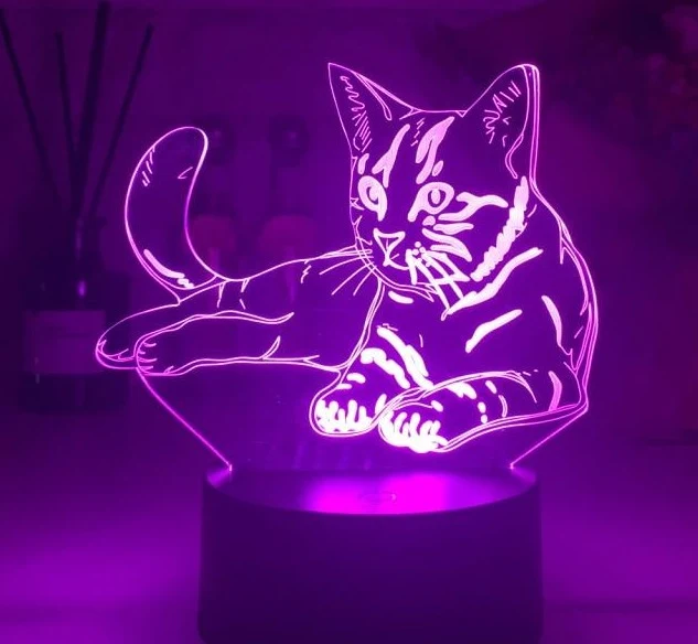 Nacht Licht / Deko Lampe mit Katzen Motiv