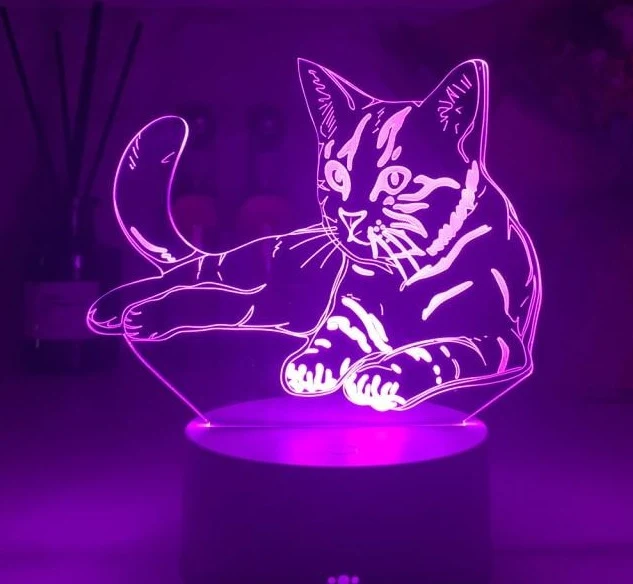 Nacht Licht / Deko Lampe mit Katzen Motiv