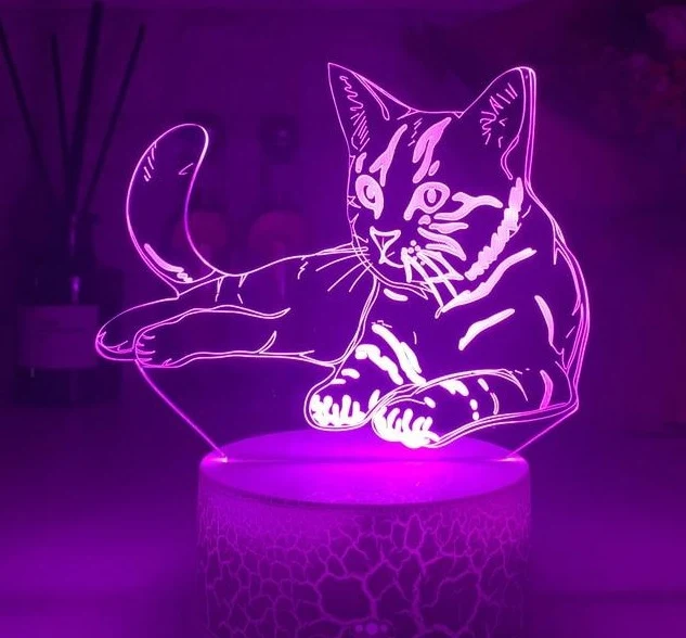 Nacht Licht / Deko Lampe mit Katzen Motiv