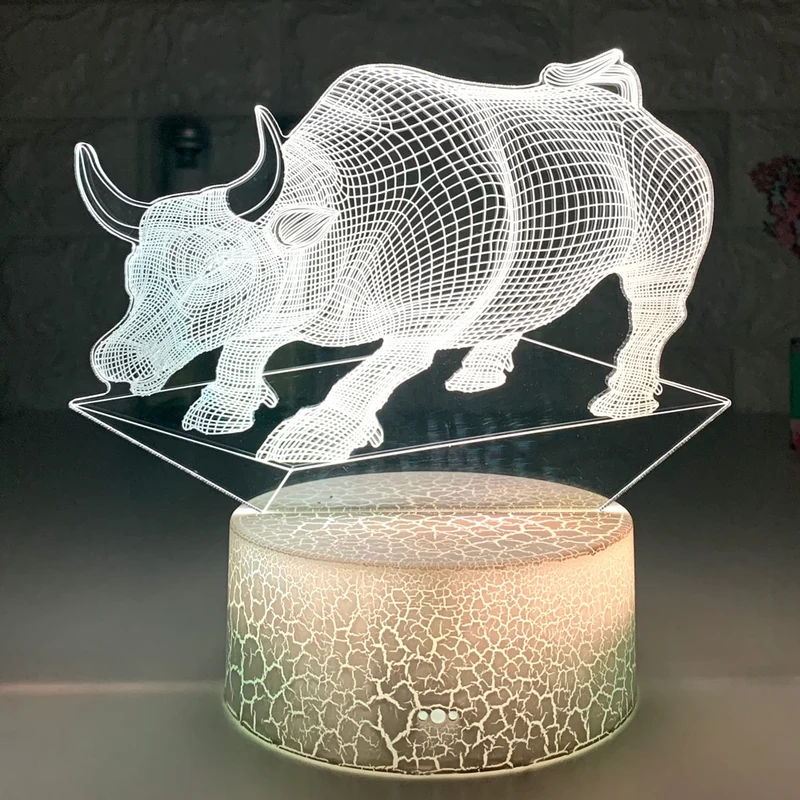 Farbwechsel Nacht Licht mit Bullen Motiv