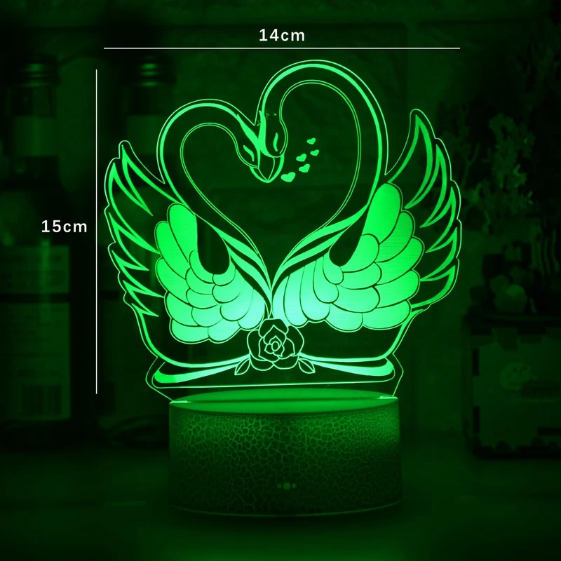 Romantisches Deko Lampe Nachlicht mit Schwan Herz Liebe Motiv