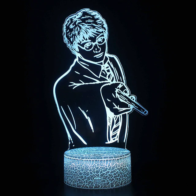 Nachttischlampe mit Harry Potter Motiv, 3D Effekt, Fernbedienung und Farbwechsel
