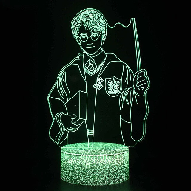 Nachttischlampe mit Harry Potter Motiv, 3D Effekt, Fernbedienung und Farbwechsel