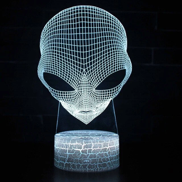 Alien Lampe, Grey Nachtlicht, Nachttischlampe, 3D Effekt, 16 Farben