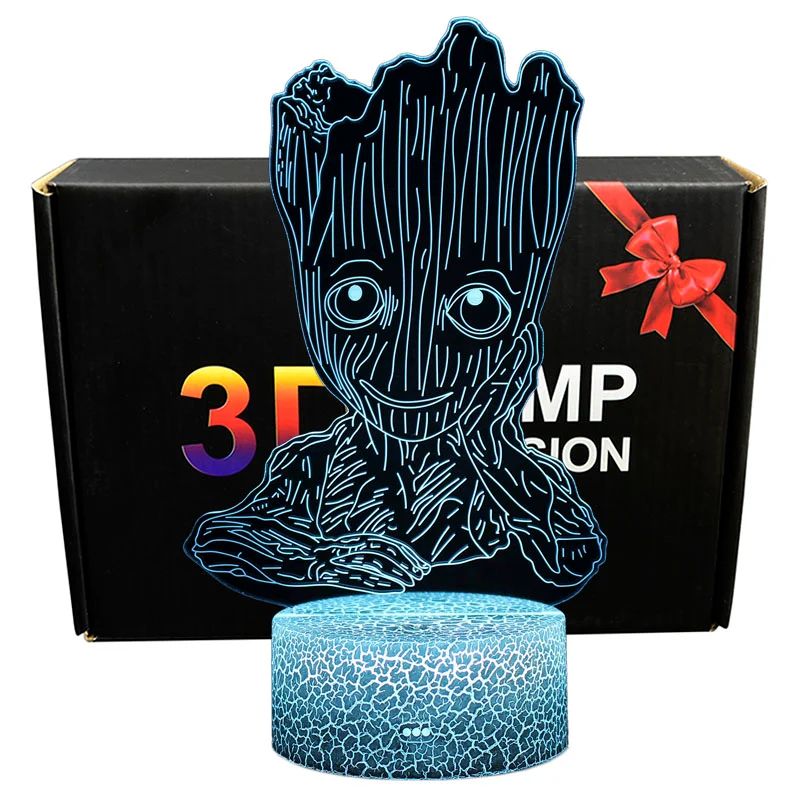 Guardians of the Galaxy Groot Nachttichlampe mit 3D Effekt und Fernbedienung