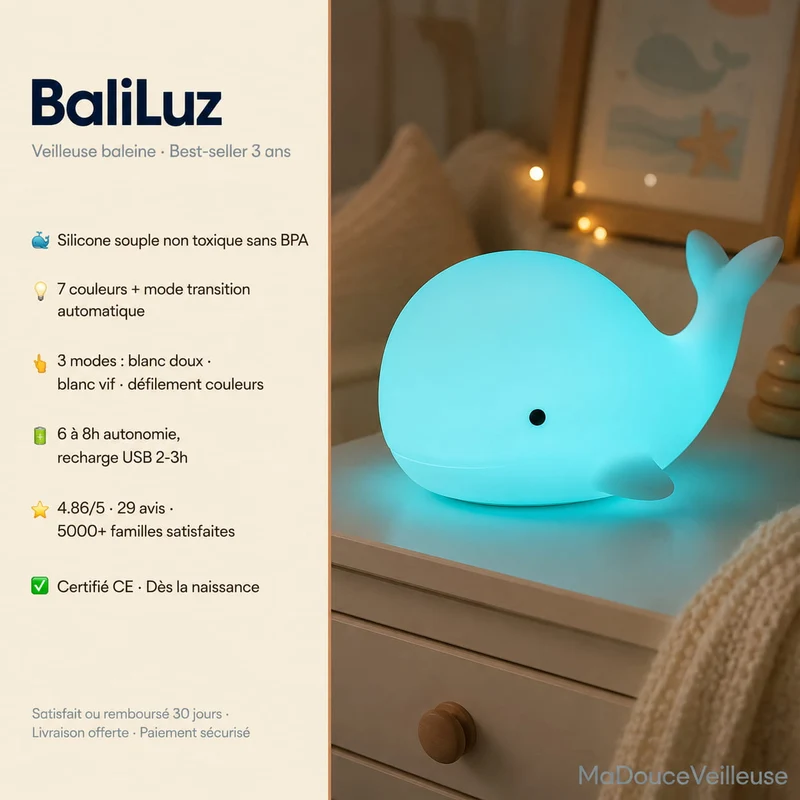 Veilleuse baleine bebe | BaliLuz