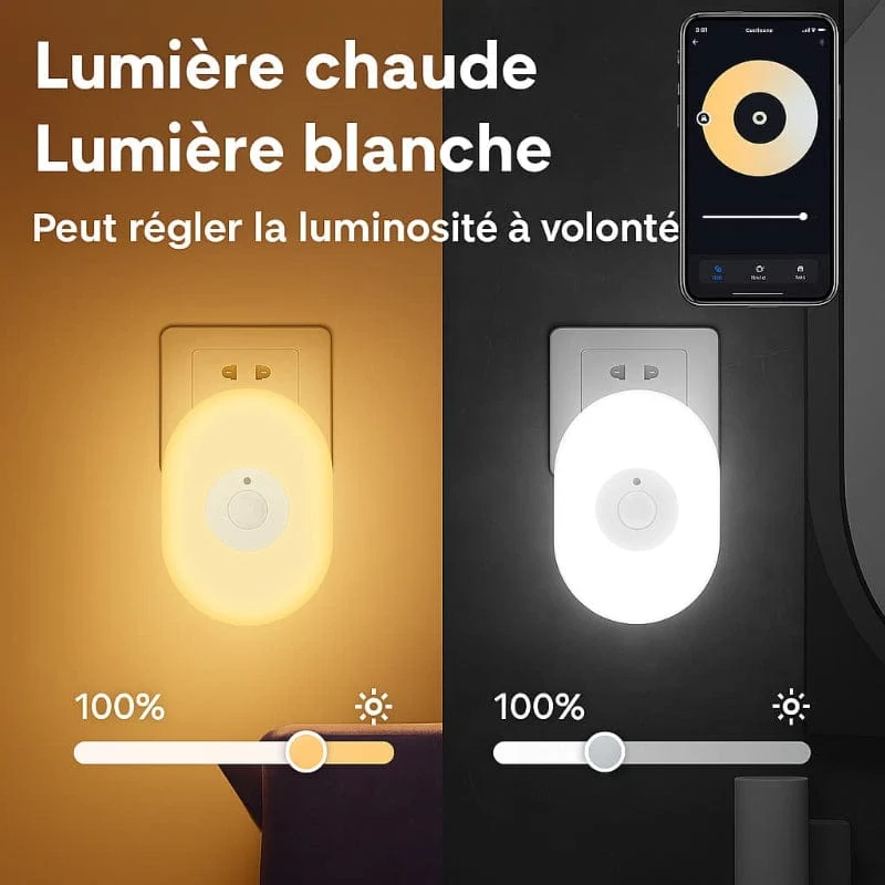 Veilleuse detecteur de mouvement sur prise