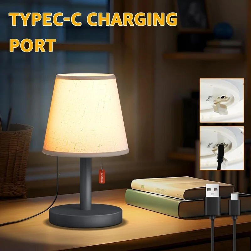 LED Nachttischlampe Modern 💡 Akku & USB Tischleuchte Schlafzimmer Büro