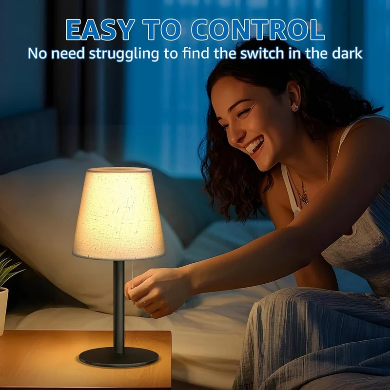 LED Akku Tischleuchte 💡 Dimmbar 3 Stufen USB Nachttischlampe Modern