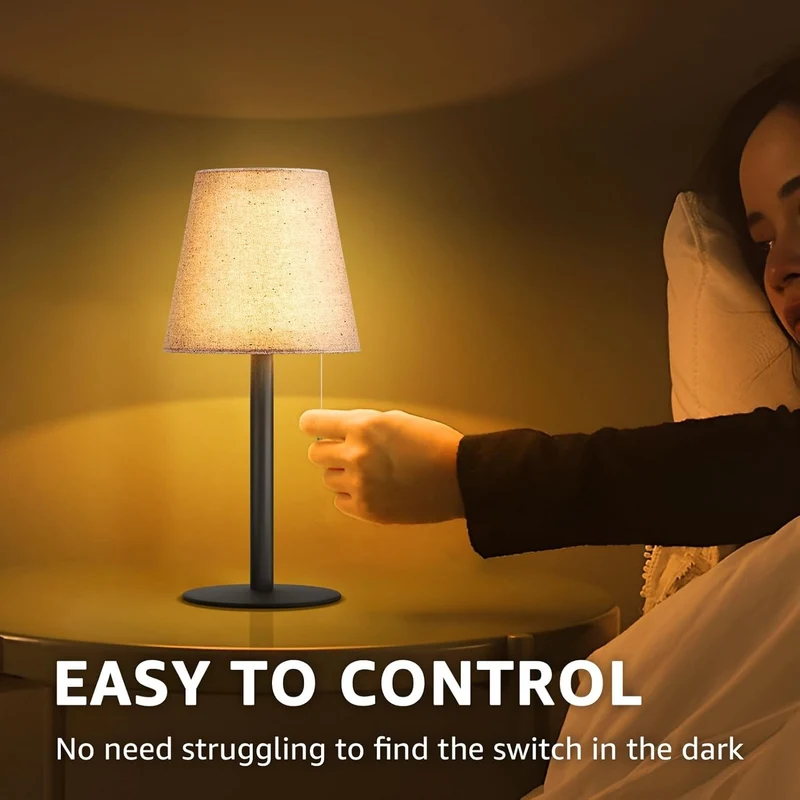 LED Akku Tischleuchte 💡 Dimmbar 3 Stufen USB Nachttischlampe Modern