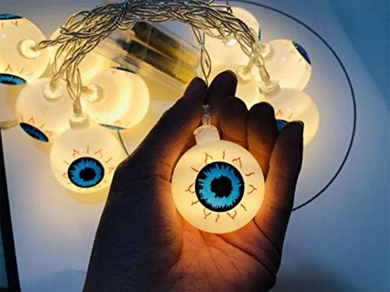 Halloween Augen Lichterkette 👁️ 10 LED Hängend 200cm Batterie Dekoration