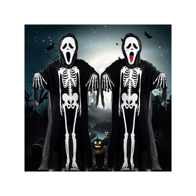 Halloween Skelett Kostüm Damen & Kinder Karneval Verkleidung Jumpsuit Cosplay 👻