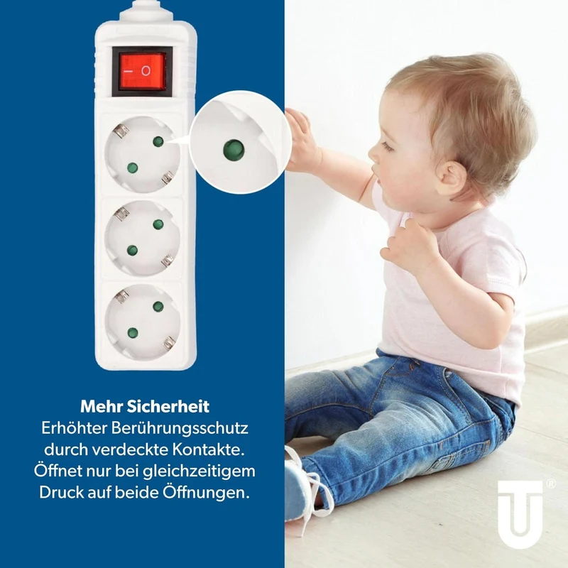 UNITEC 3-fach Steckdosenleiste mit Schalter – 1,4m Kabel, 3680W, IP20, Weiß