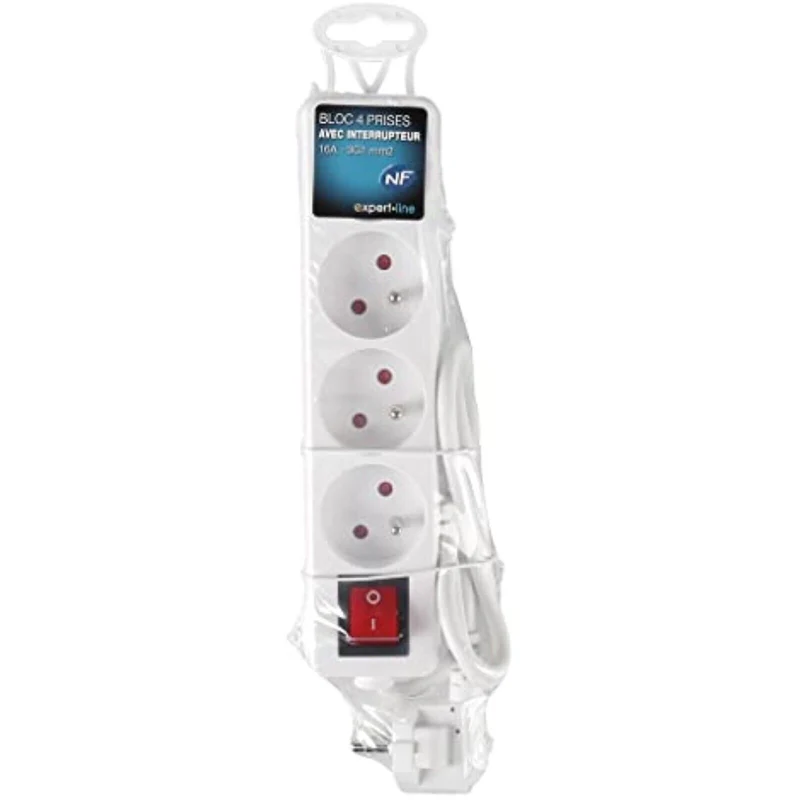 UNITEC 3-fach Steckdosenleiste mit Schalter – 1,4m Kabel, 3680W, IP20, Weiß