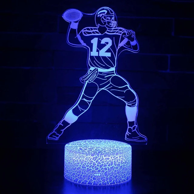 Lampe mit Football Quarterback Motiv, magischen Farbwechsel und 3D Effekt