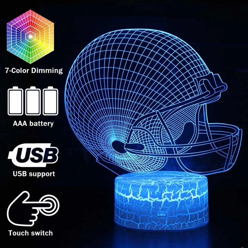 Lampe mit Football Helm Motiv, magischen Farbwechsel und 3D Effekt