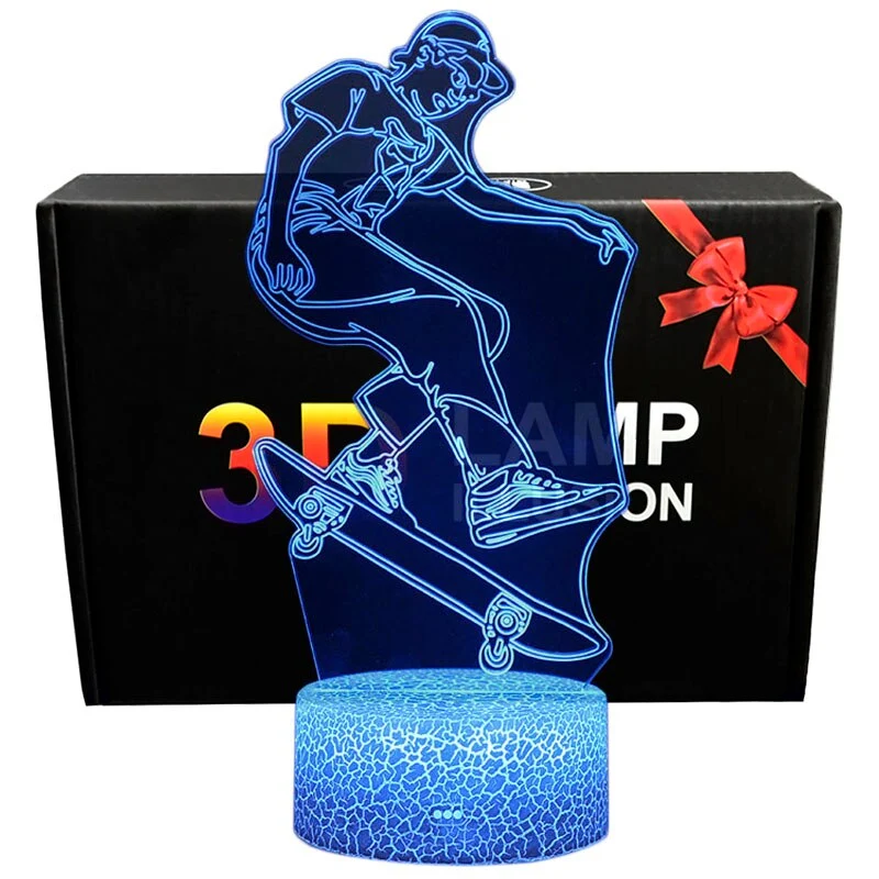 Skater Lampe, Nachttischlampe mit magischen Farbwechsel und Fernbedienung