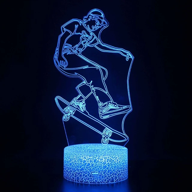 Skater Lampe, Nachttischlampe mit magischen Farbwechsel und Fernbedienung