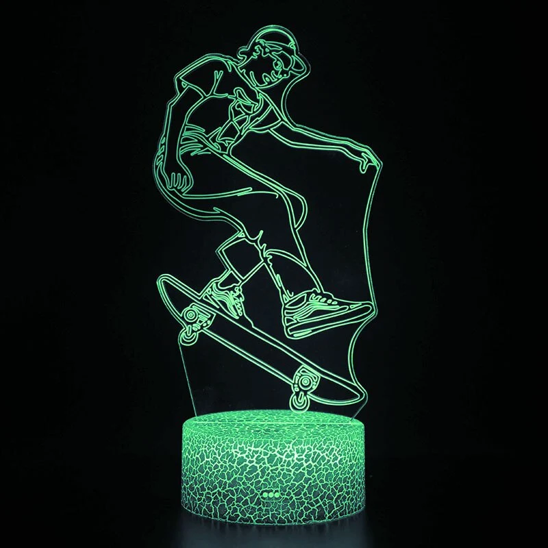 Skater Lampe, Nachttischlampe mit magischen Farbwechsel und Fernbedienung