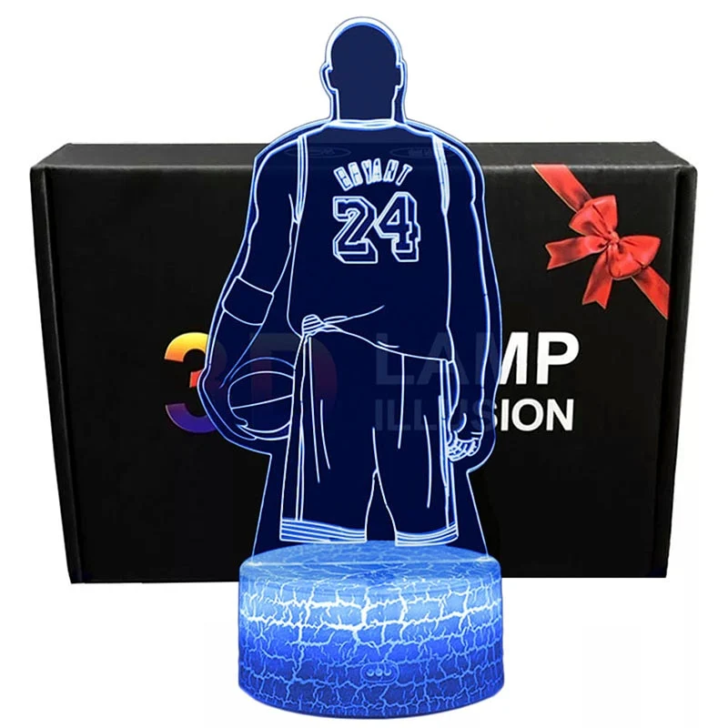 Kobe Bryant Nachttischlicht, Lampe - mit Farbwechsel und magischen 3D Effekt