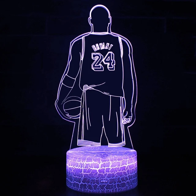 Kobe Bryant Nachttischlicht, Lampe - mit Farbwechsel und magischen 3D Effekt