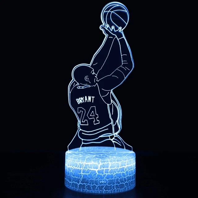 Kobe Bryant Nachttischlicht, Lampe - mit Farbwechsel und magischen 3D Effekt