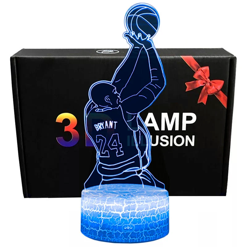 Kobe Bryant Nachttischlicht, Lampe - mit Farbwechsel und magischen 3D Effekt