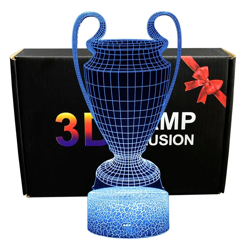 Lampe mit Champions League Pokal Motiv, Farbwechsel und magischen 3D Effekt
