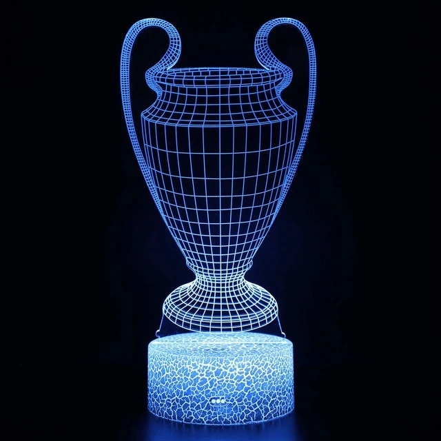 Lampe mit Champions League Pokal Motiv, Farbwechsel und magischen 3D Effekt