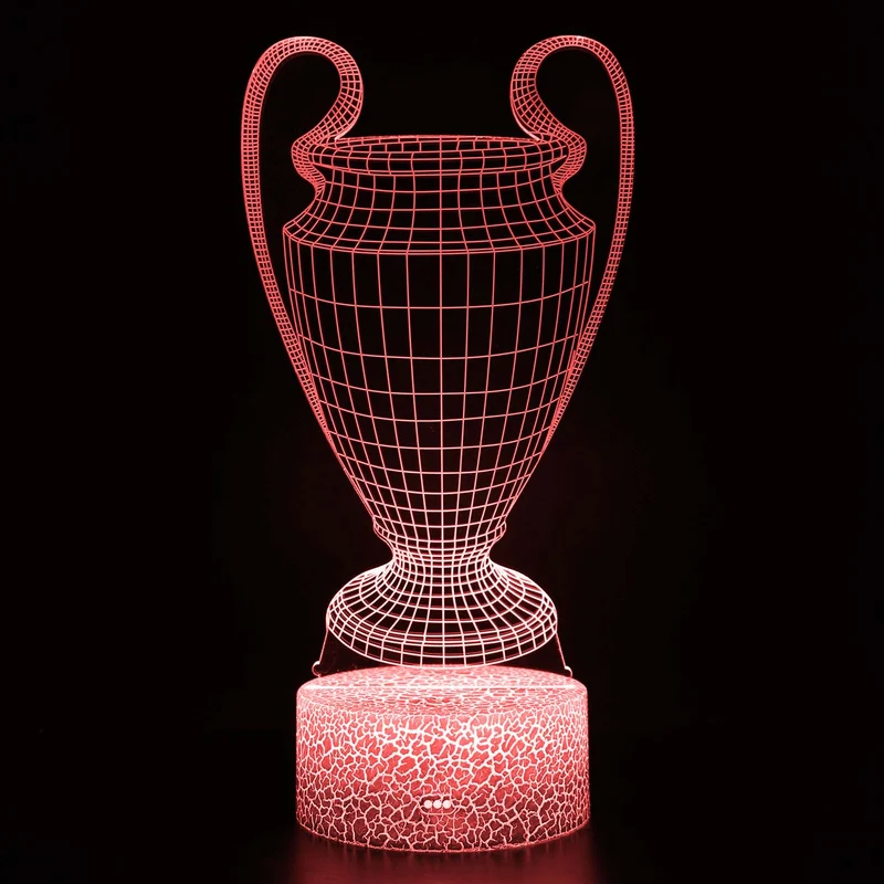 Lampe mit Champions League Pokal Motiv, Farbwechsel und magischen 3D Effekt