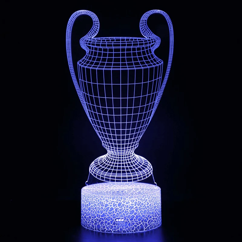Lampe mit Champions League Pokal Motiv, Farbwechsel und magischen 3D Effekt