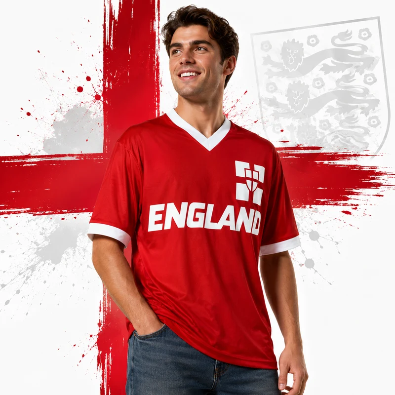 England Fan T-Shirt Fußball WM EM Shirt Unisex England Trikot