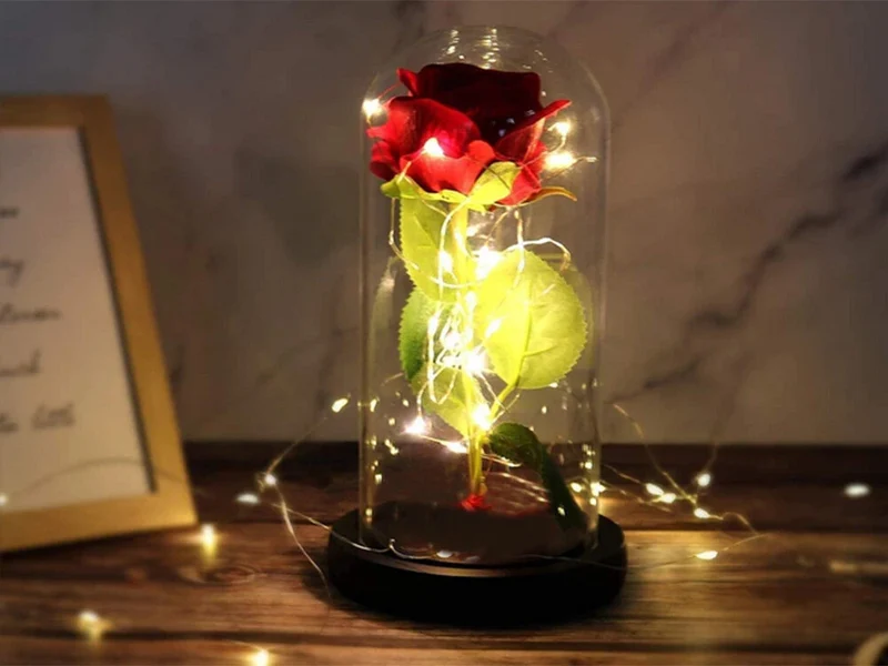 Romantische LED Rose im Glas Geschenkidee Geburtstag Valentinstag Jahrestag 💕-