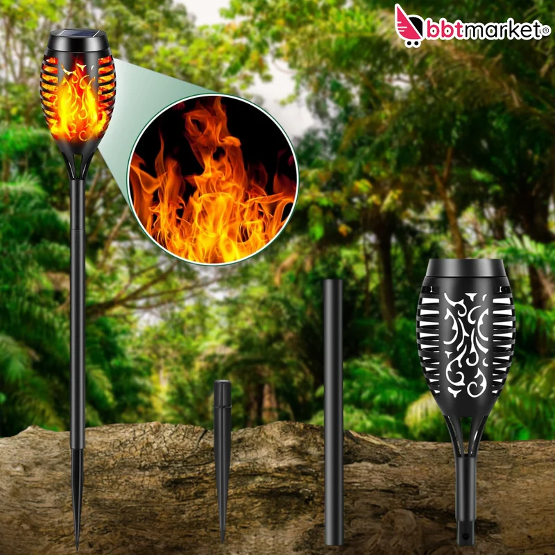 Solar Fackeln 4er Set – LED Gartenleuchten mit Flammeneffekt Außen IP65