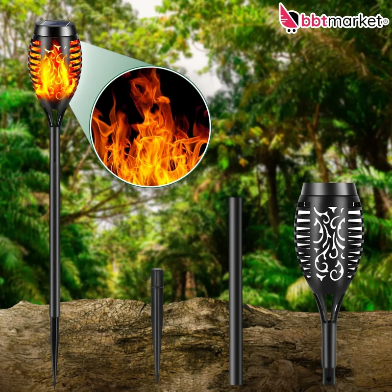 Solar Fackeln 4er Set – LED Gartenleuchten mit Flammeneffekt Außen IP65