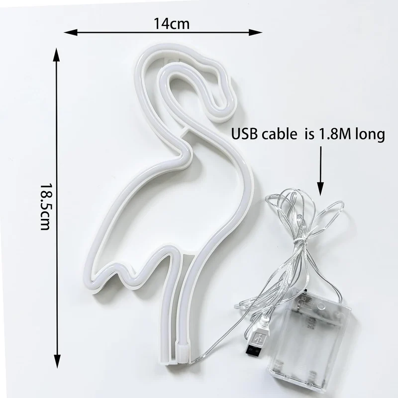 Flamingo LED Neonlicht – USB & Batteriebetriebenes Wandlicht für Bad & Zimmer