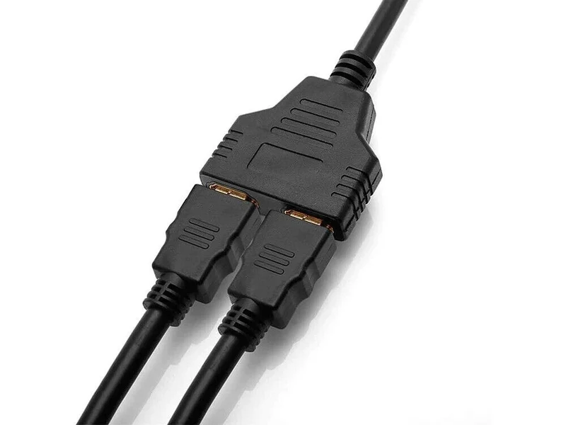 HDMI Splitter Verteiler 2-Port – 1080p Full HD bis 144 Hz Adapter Kabel 30 cm für PC, TV und Monitor