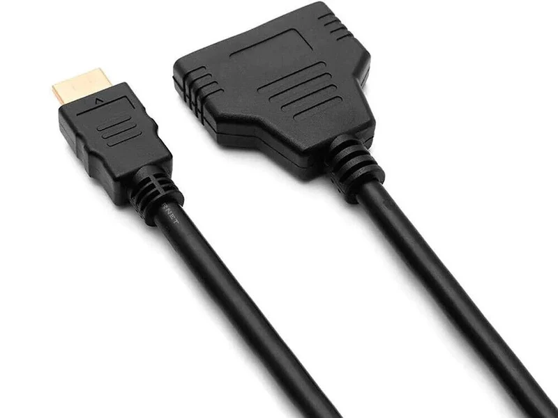 HDMI Splitter Verteiler 2-Port – 1080p Full HD bis 144 Hz Adapter Kabel 30 cm für PC, TV und Monitor