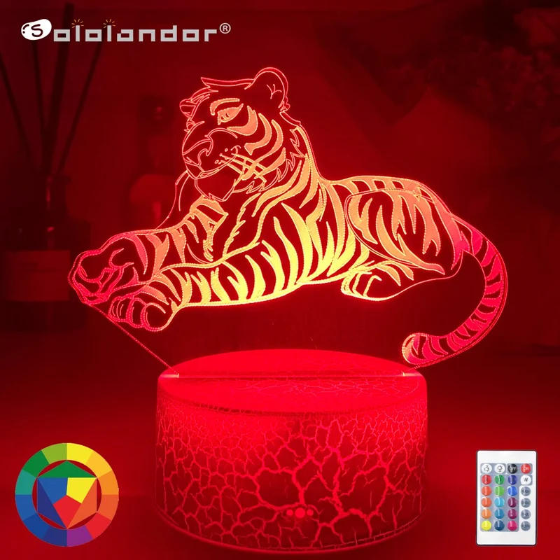 Nacht Lampe mit Tiger Motiv und Farbwechsel