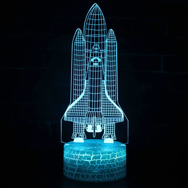 Space Shuttle Nachtlicht, Lampe, Nachttischlampe, 3D Effekt, Farbwechsel