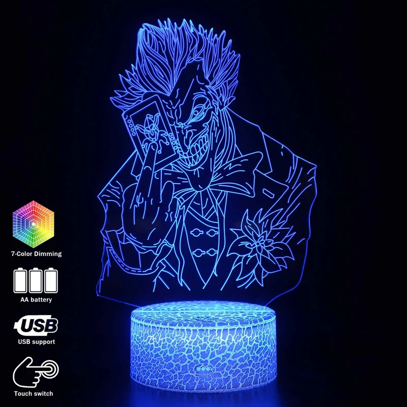 DC Joker Nachtlicht, Lampe, 3D Effekt, Farbwechsel mit 16 Farben